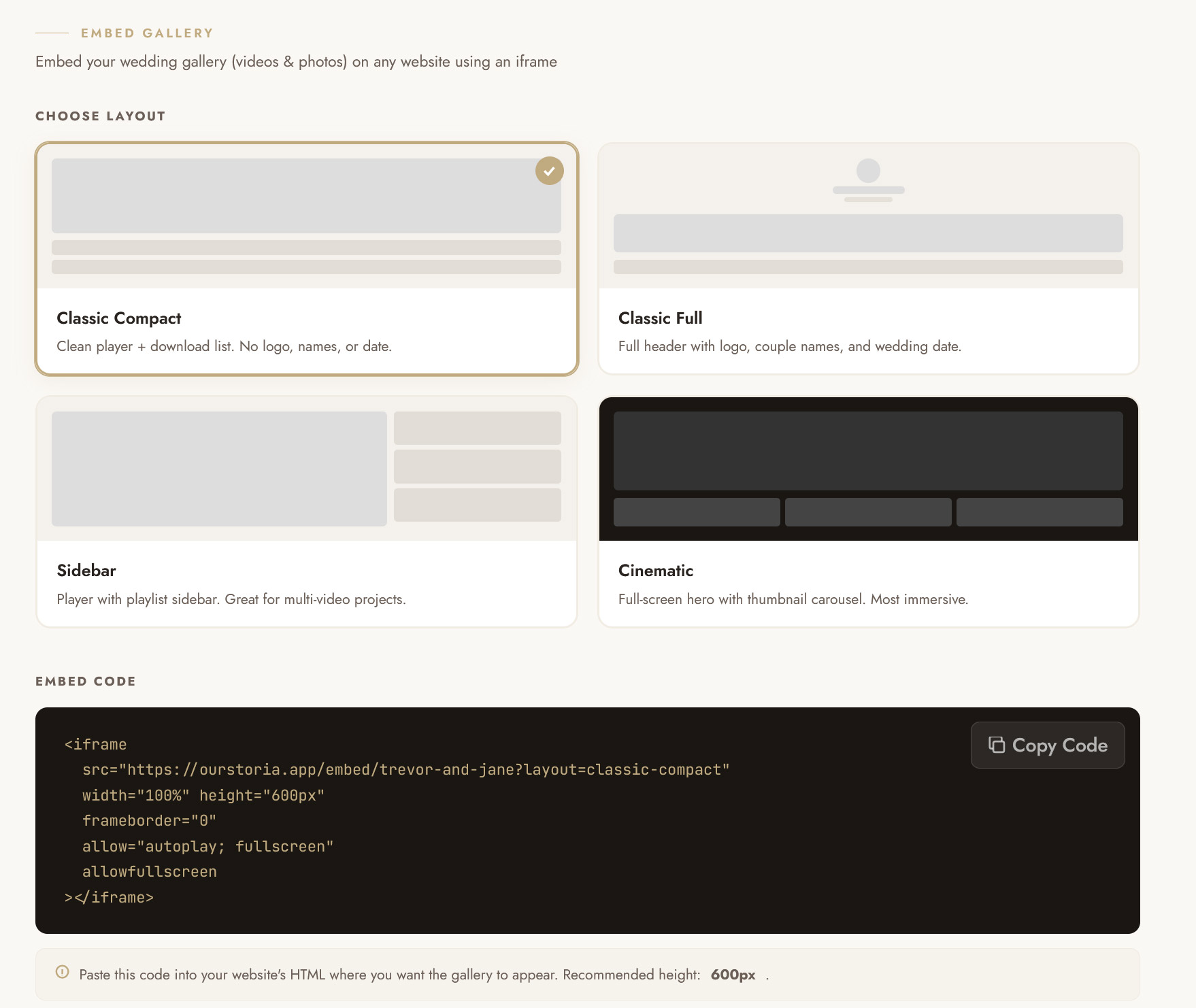 Embed gallery